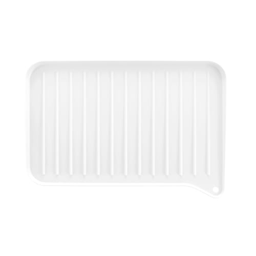 Richell Plastic Draining Tray, White, 41 x 28 x 5 cm, Shelly, Small, with Drainage Tray Stopcock, Reversible, Antibacterial