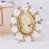 Blucome Vintage Beauty Head Brooch Pearl Pins for Women Coat Suit Bag Hijab Laple Pins New Year Gift