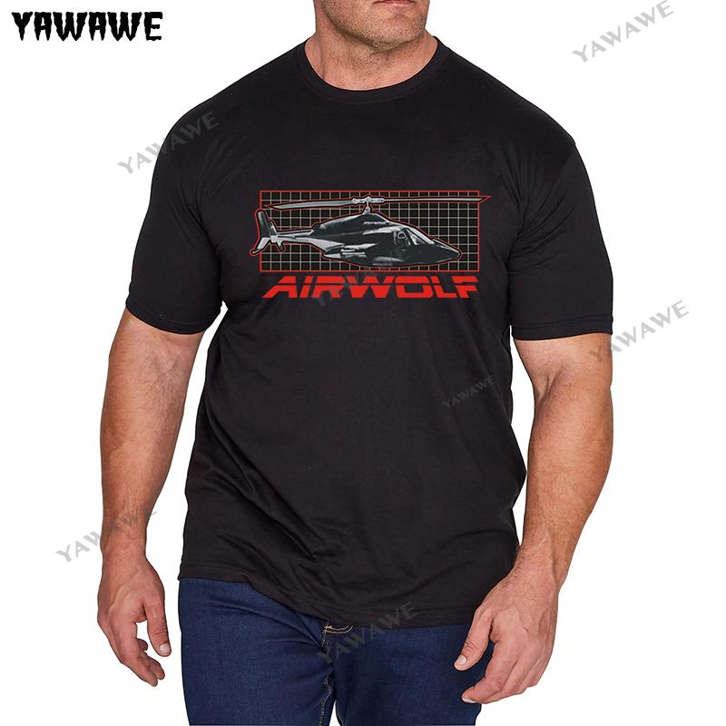 Мужская хлопковая футболка топы Airwolf Сериал Air Wolf Вертолет на сетке Лицензионная футболка Черная мужская модная футболка европейского размера