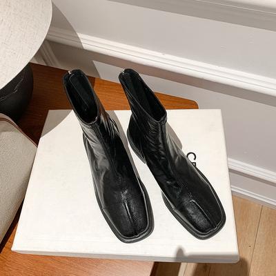 Плиссированные челси из вымытой коровьей кожи, ботинки на скрытой платформе, ретро, старый толстый каблук, короткие ботинки, женские ботинки с узким носком