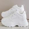 Fashion Women's White Platform Sneakers Thick Sole Vulcanize Shoes Black Chunky Sneakers Spring Leather Breathable Sports Shoes Ladies