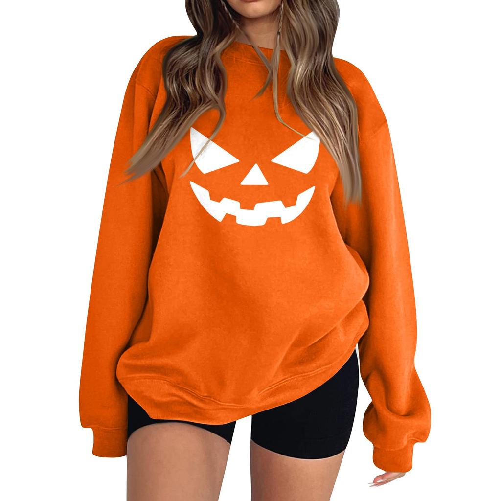 Women's Fashion Long Sleeve Printed Round Neck Pullover Top Sweatshirt