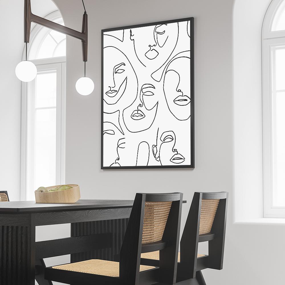 1 шт. Абстрактная линия Женское лицо самоклеящийся художественный постер водонепроницаемая бумажная наклейка для кофейни, бара, настенного декора