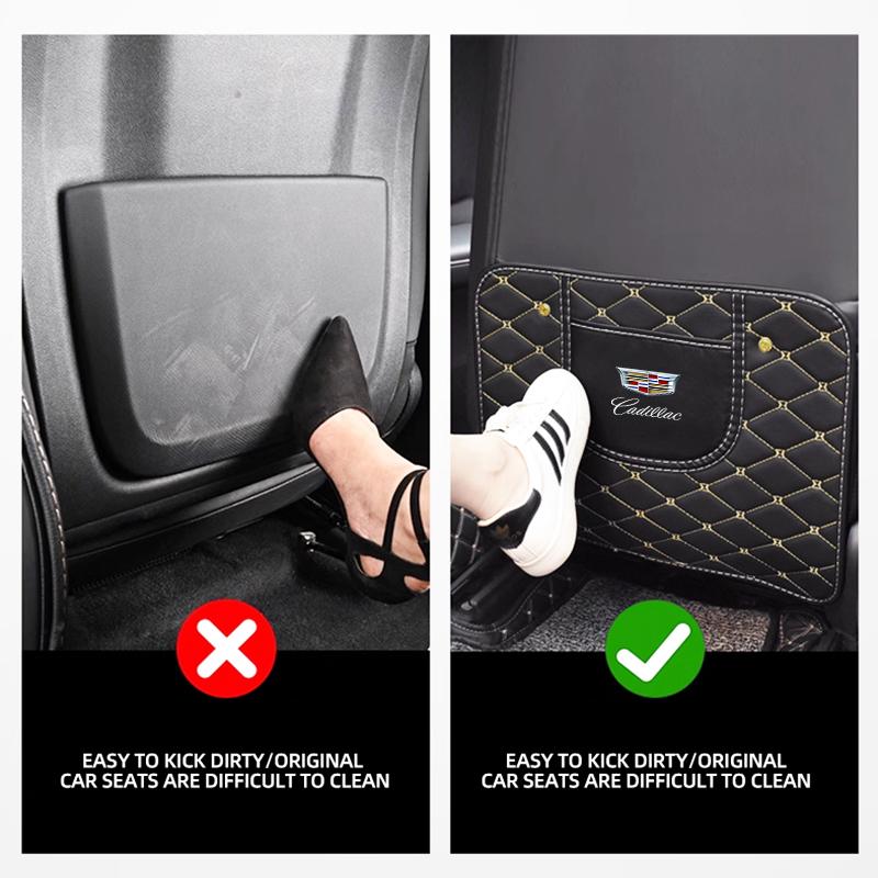 Car Rear Seat Back Anti Kicking Pads For Cadillac Emblem ESCALADE ATS BLS CT4 CT6 SRX STS XT4 XT5 SLR XT6 XTS Accessories