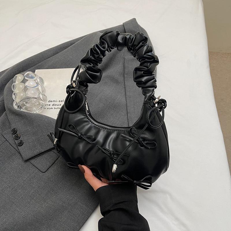 Cute Bow Tie Design Underarm Bags for Women Y2K Korean Fashion Handbags and Purses Pu Leather Shoulder Bag Designer Bag CLE