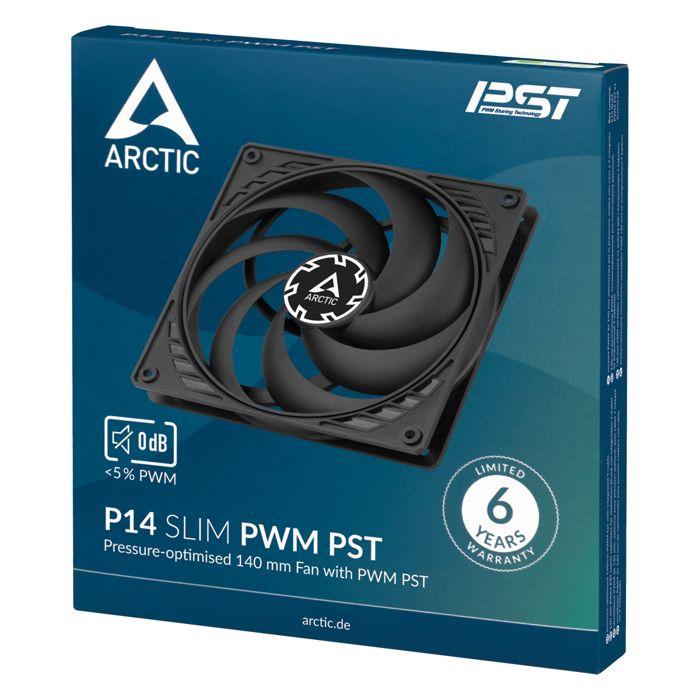 ARCTIC P14 SLIM PWM PST - Ventilateur Boîtier 140mm Slim, Contrôle PWM Et Câble PST