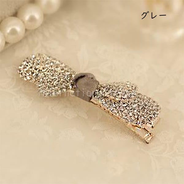 Заколка для волос, заколка-зажим из ленты, сверкающая бижутерия, заколка для волос, украшение для волос со стразами, симпатичная корейская серая 1 шт. [Schicksal.]