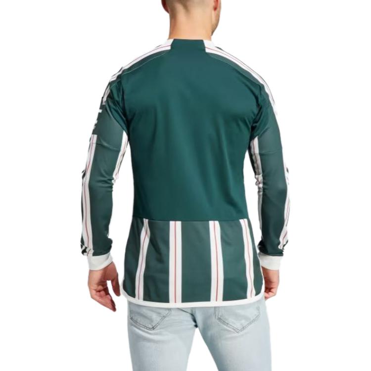 Adidas Манчестер Юнайтед Джерси с длинным рукавом с круглым вырезом 23/24 Мужские топы зеленые IA7223