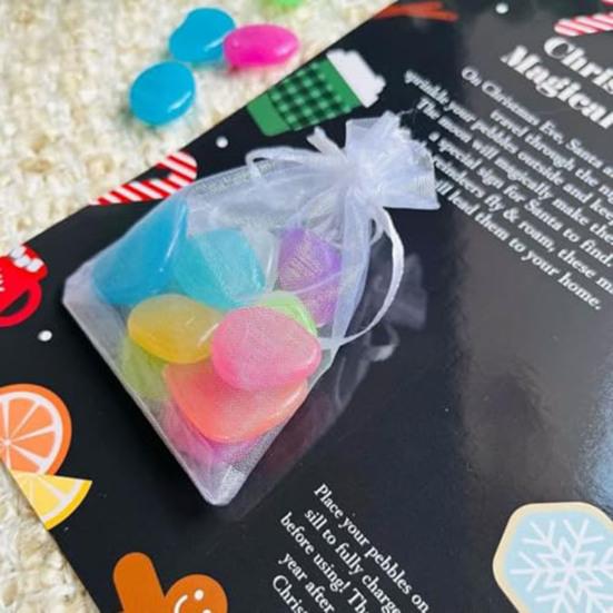 11 шт. Рождественские волшебные камешки, наполнители для рождественских коробок, светящиеся темными камнями с картой для декора сада на открытом воздухе