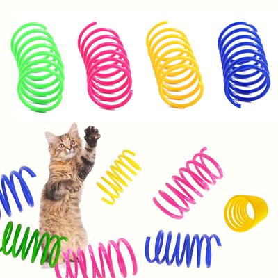 Пружинные игрушки для кошек для домашних кошек, 32 шт., красочные пластиковые пружинные катушки привлекают кошек, интерактивные игрушки для кошек и котят