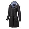 Women's Solid Colored Hooded Long Sleeved Trench Coat With Striped And Straight Tube Jacket