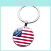 Стильный брелок с американским флагом Металлический аксессуар Современный дизайн Подарок Цинковый сплав