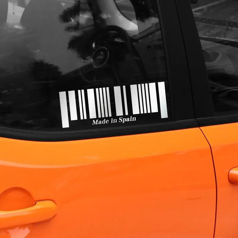 Made in Spain PVC Car Sticker Creative Bar Code Vinyl Decals Accessories For Seat Toyota Kia VW Hyundai Peugeot Dacia Renault