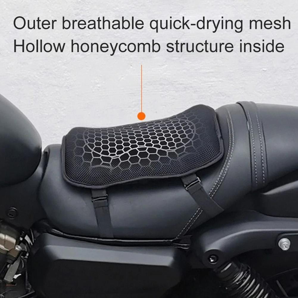 Motorcycle Gel Seat Cushion Universal Motorcycle Seat 3D Honeycomb Breathable Shock-Absorbing Pad Gel Seat Cushion