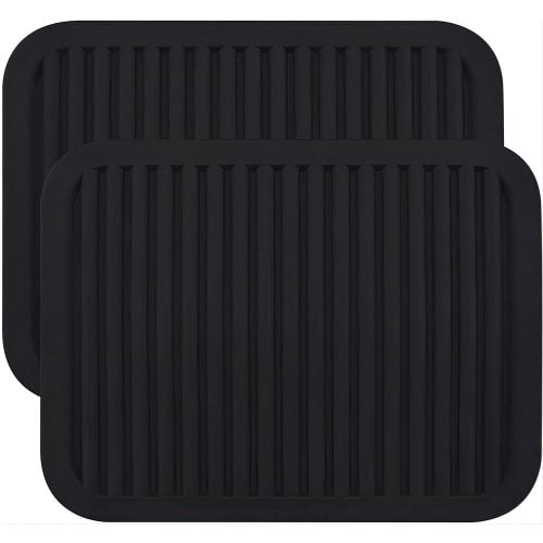 Hotsyang Silicone Trivets - Rectangular Silicone Hot Pads for Kitchen Countertops, 9x12 Inch, 2-Pack (Black)