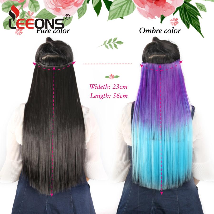 Прямые наращивания волос Ombre Розовый Фиолетовый Наращивание волос на 5 клипсах Синтетические дешевые 22 дюйма для женщин