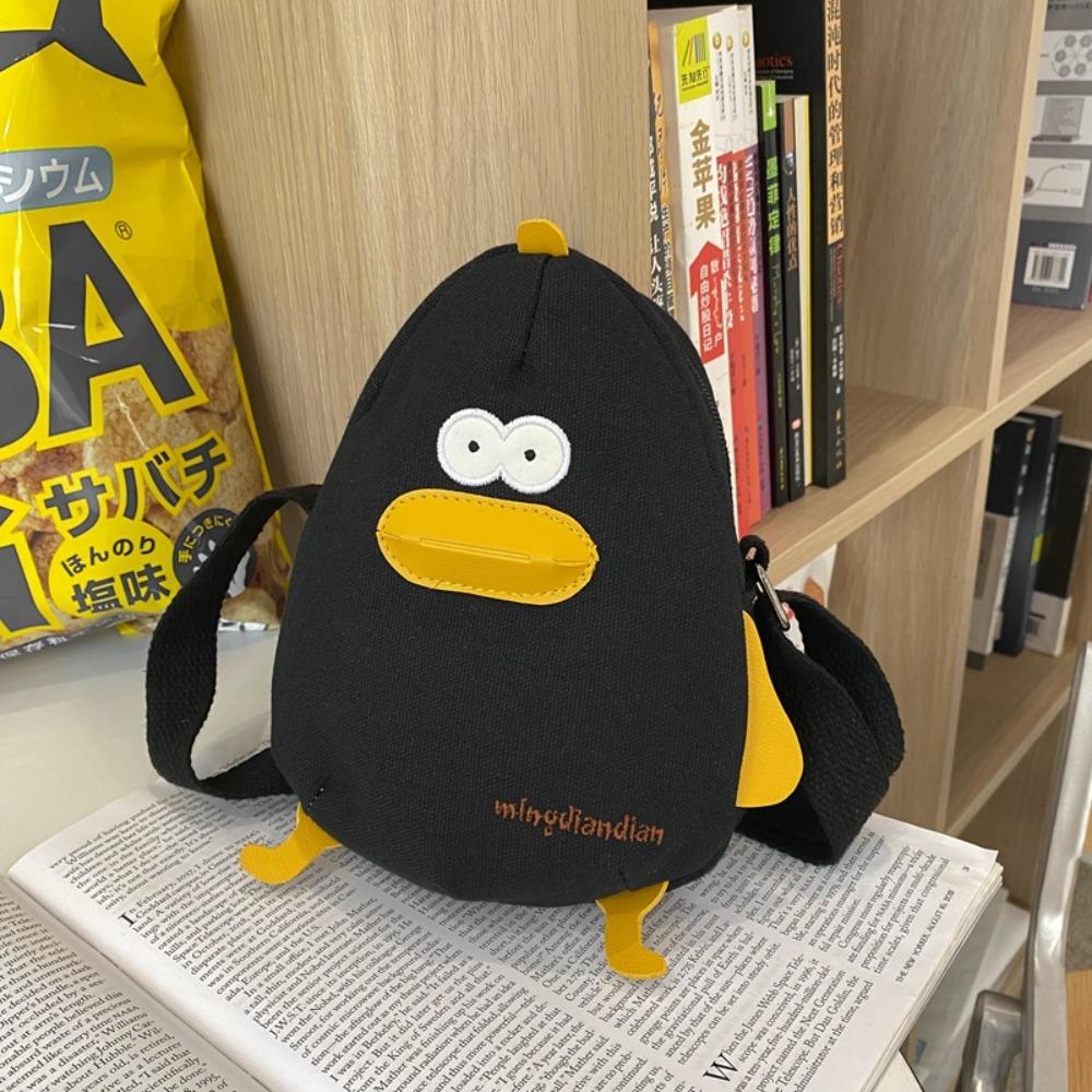 Canvas Small Messenger Bag Cartoon Cute Handbag Simple Funny Chick Crossbody Bag  Women
