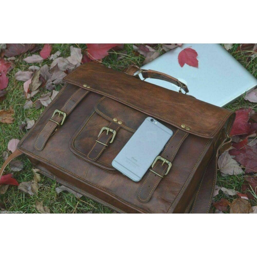 Мужская винтажная коричневая кожаная сумка-мессенджер из натуральной кожи, портфель для ноутбука