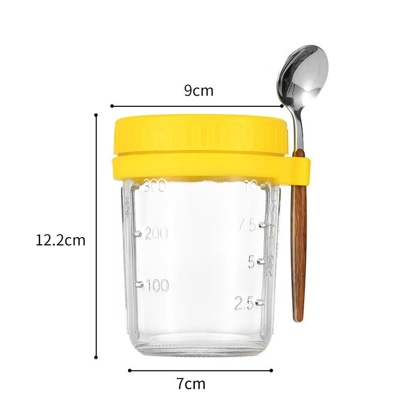 Контейнеры для овсянки с крышками и ложками, 13,5 унций, стакан для завтрака, стеклянные банки Mason для овсянки, контейнер для салата, йогурта