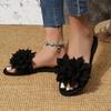Fashion 2024 Summer Plus Size Women's Slippers Korean Style Fashion Outer Slippers Elegant Flower Ladies Flat Slippers Chaussure Femme