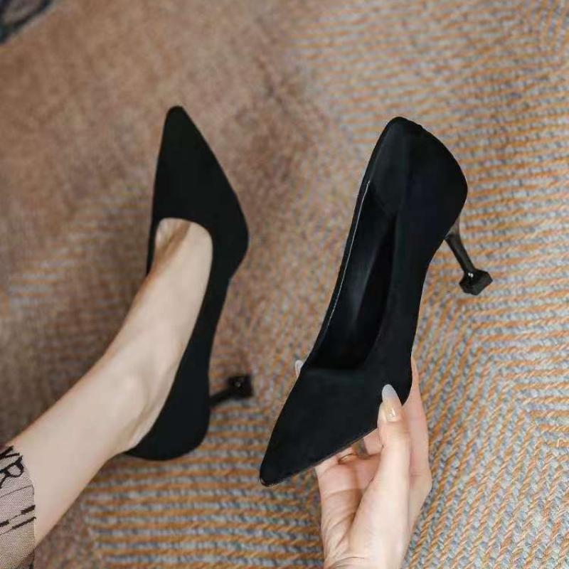 2025 New Fashion Workplace Heel High Heels Women's Spring Autumn New Pointed Toe Slip-On Faionable Versatile Work Single Shoes