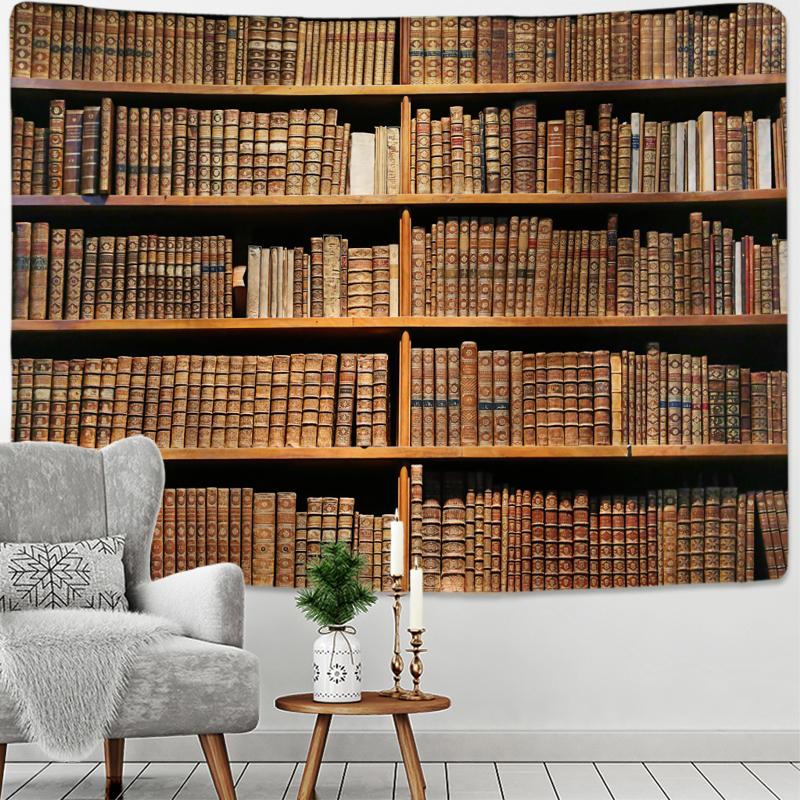Ретро книжная полка, винный шкаф, 3d гобелен, художественный настенный чехол, покрывало, домашний декор для спальни, загадочная библиотека