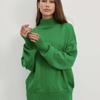 Women Autumn Winter Half High Neck Solid Color Long Sleeve Loose Knitted Casual All Match Sweater
