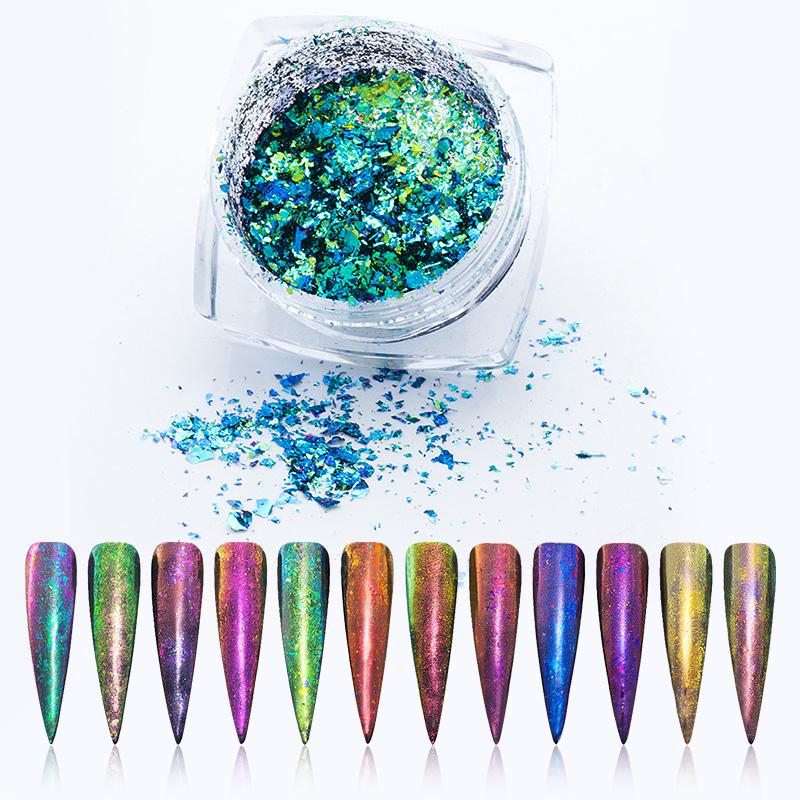 Mtssii Holographic Chemeleon Mirror Glitter Powder Irregular Flakes Paillettes Sequin Nail Art Decor
