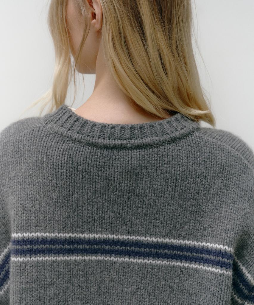 OSTKAKA Wool Blended Stripe Pullover Melange Grey