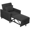 Reclining Sofa Bed Armchair with Side Pockets, in Velvet-Effect Fabric, 74x84x81 cm, Dark Grey