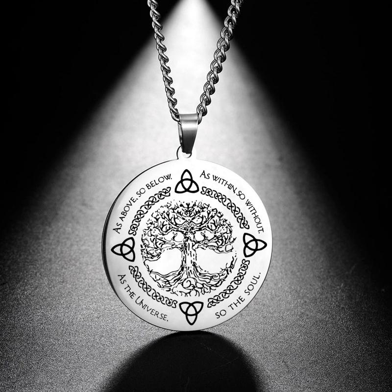 Иггдрасиль Древо жизни ожерелье из нержавеющей стали кулон компас викингов кельтское скандинавское генеалогическое древо ювелирные изделия с рунами