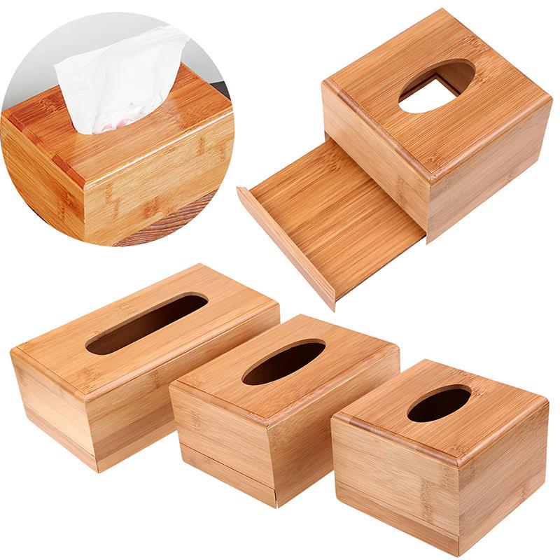 Wooden Tissue Box Home Tissue Storage Container Napkin Paper Holder Case for Office Hotel Decor