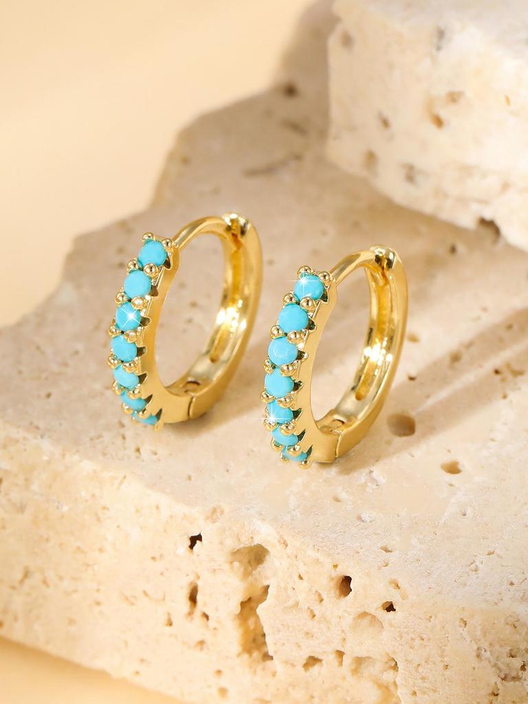 Серьги-кольца из меди с инкрустацией цирконами - Женские классические, универсальные, стильные каффы