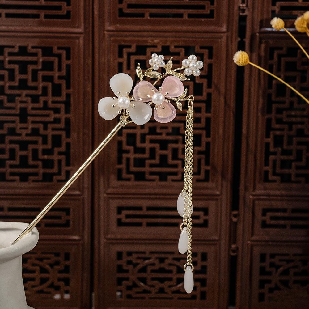 Национальный стиль Жемчужный цветок Кисточка Кисточка Кисточка Подвеска Аксессуар для ханьфу Заколка для волос Женская Новая китайская Древний стиль Заколка для волос с колокольчиком и орхидеей