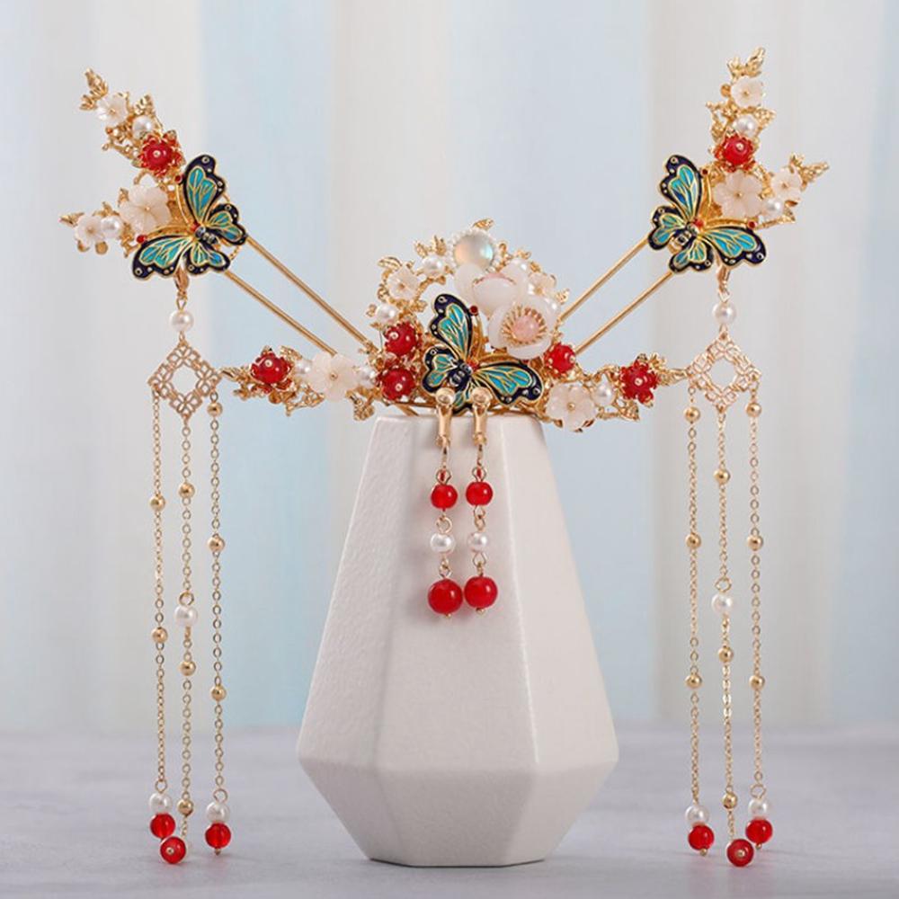 Women Bride Accessories Jewelry Antique Chinese Hair Comb Hair Accessory Set Hair Stick Hairpin