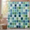Plaid and Mosaic Geometric Modern Minimalist Shower Curtain, Bathroom Decor Shower Curtain, Waterproof Shower Curtain with Hooks