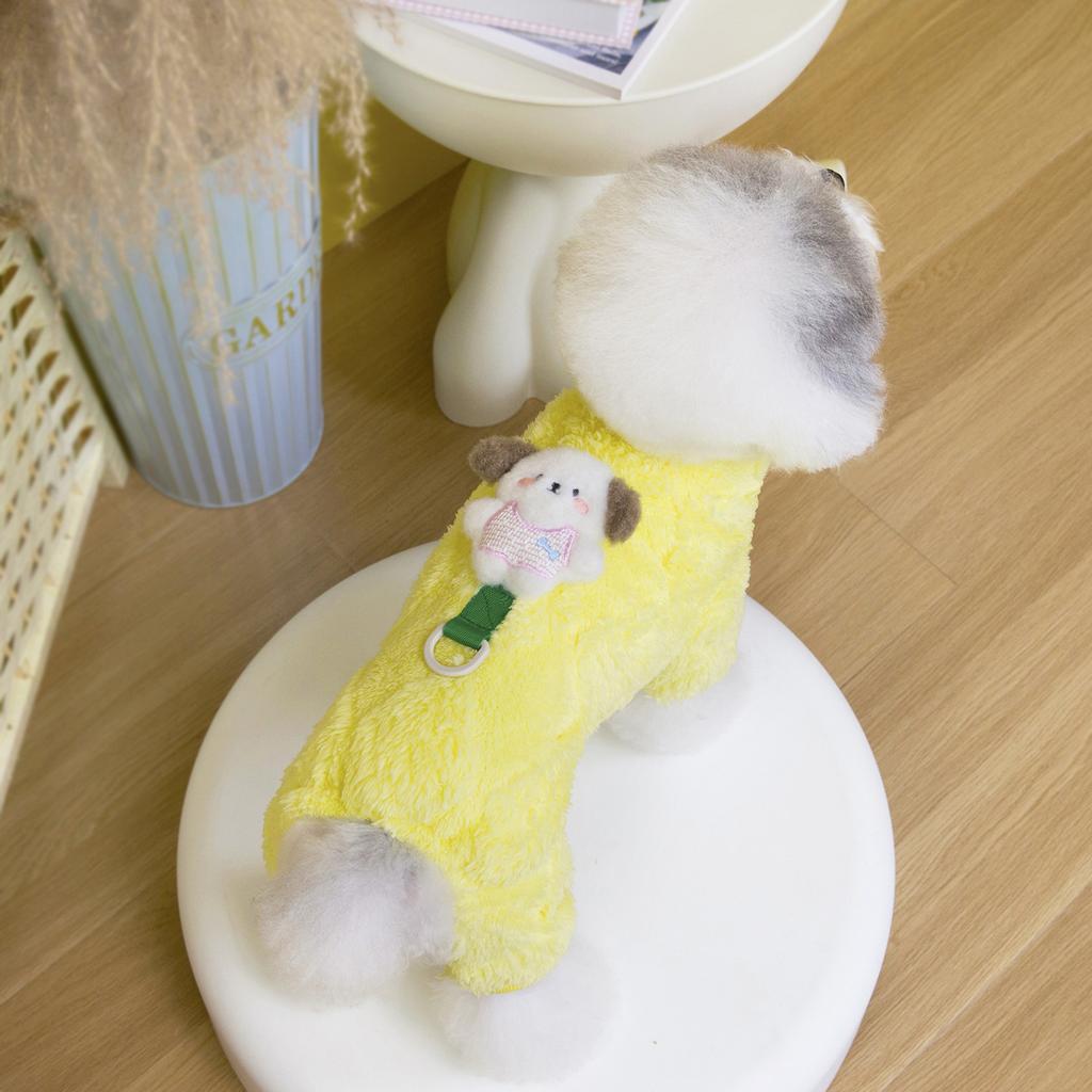 Thermal Fleece Four Legged Dog Suit with Leash Attachment Warm Winter Apparel for Small Medium Dog Cats