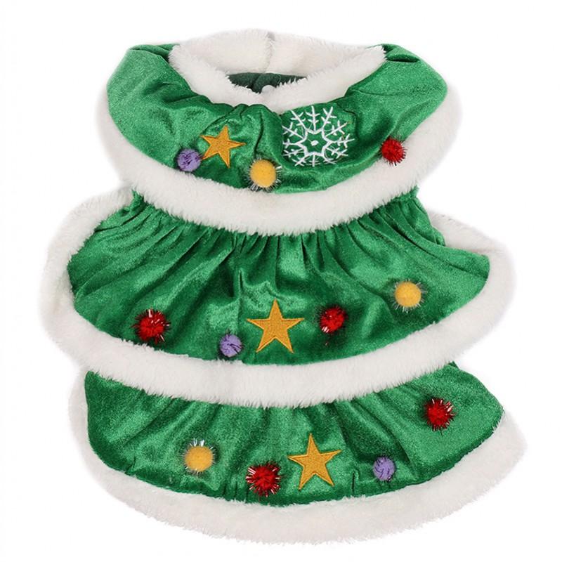 Festive Christmas Tree Hooded Cape Costume Dogs Cats Winter Pet Outfit Plush Cozy Dog Cat Apparel