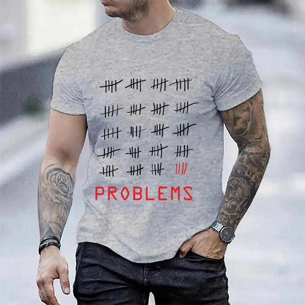 Летняя удобная дышащая рубашка 99 Problems Черная классическая футболка Мужская уличная повседневная футболка Свободные футболки с короткими рукавами