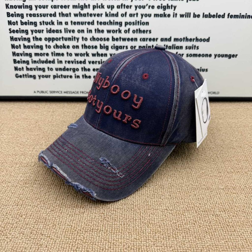 American retro old ripped baseball cap washed soft top letter embroidered cap men's and women's sun hats