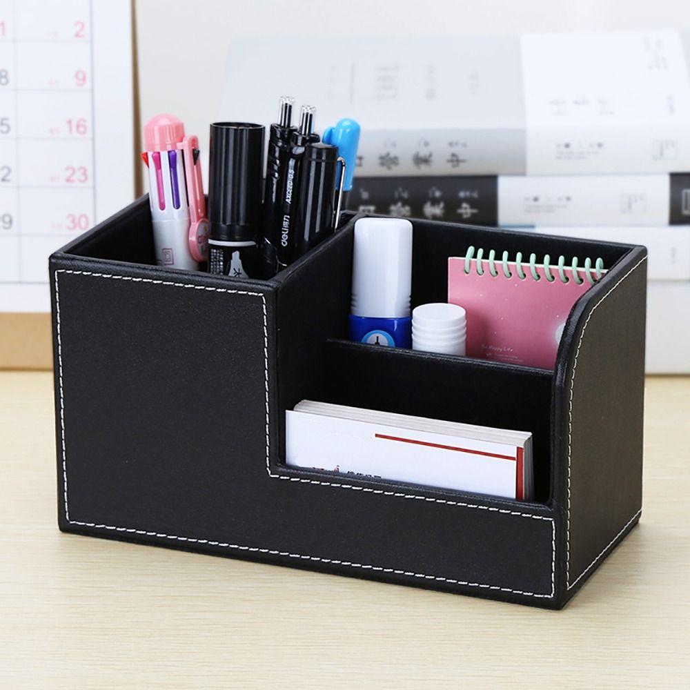 Leather Makeup Brush Holder Stationery Storage Pen Container Light Luxury Brush Pot