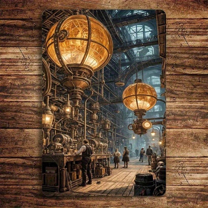 Металлический Постер Настенное Искусство Ретро Индустриальный Стимпанк 30x20 см Плоская Табличка для Бара