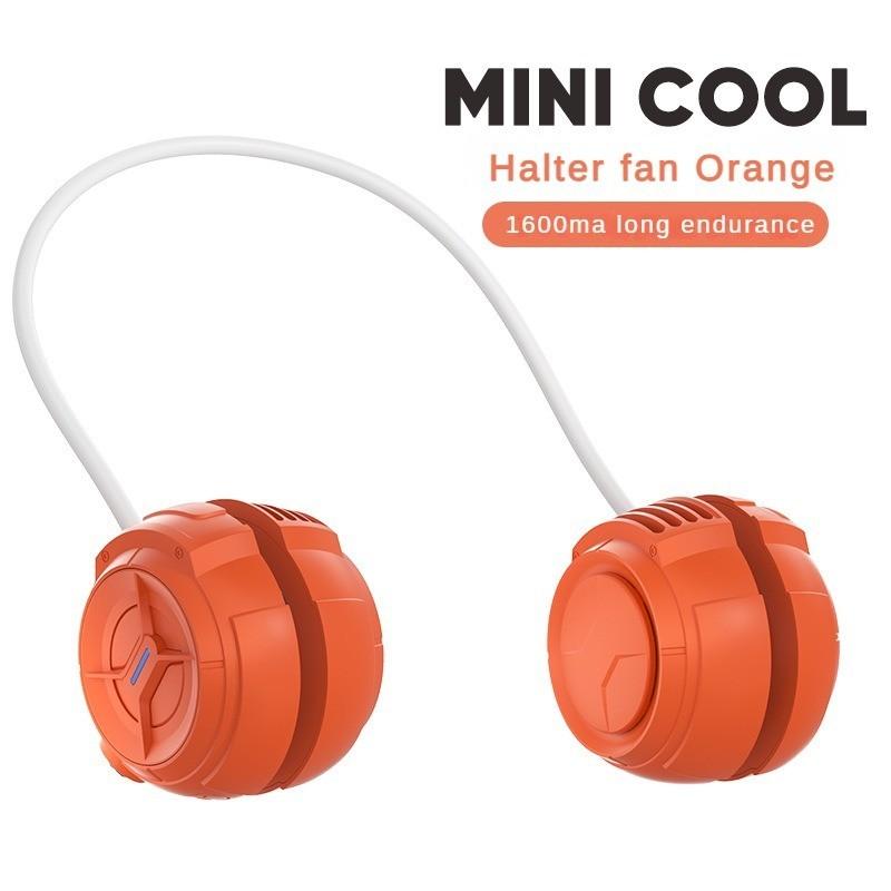Mini Leaf Less Neck Hanging Fan Portable USB Charging Small Fan Silicone High-capacity Battery Fan 118*59*42mm