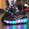 Детские перезаряжаемые роликовые коньки, двойные роликовые коньки, мужская/женская обувь со светодиодной подсветкой, кроссовки