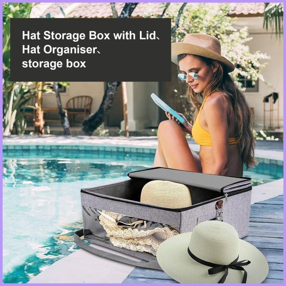 Dustproof Zipper Hat Storage Case with Carrying Handles Cap Organizer for Women Closet
