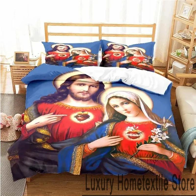3D-принт Священное Сердце Иисуса Христа Комплект постельного белья Двуспальный Твин King Пододеяльник Одеяло Наволочка Для Мальчиков Девочек Взрослых Спальня