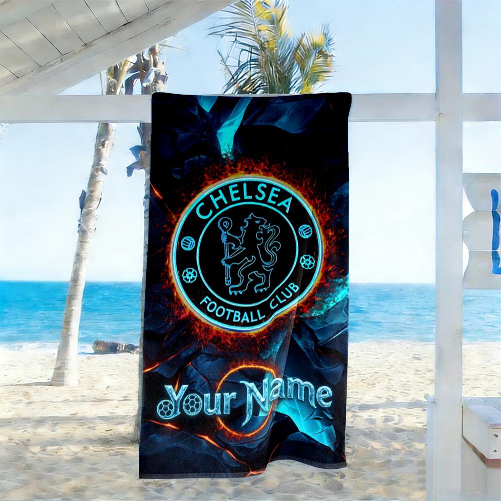 Chelsea Fc Football Player Customizable Name Beach Towel Quick-Dry Soft Microfiber Suitable for Swimming Gym Camping Yoga Vacation