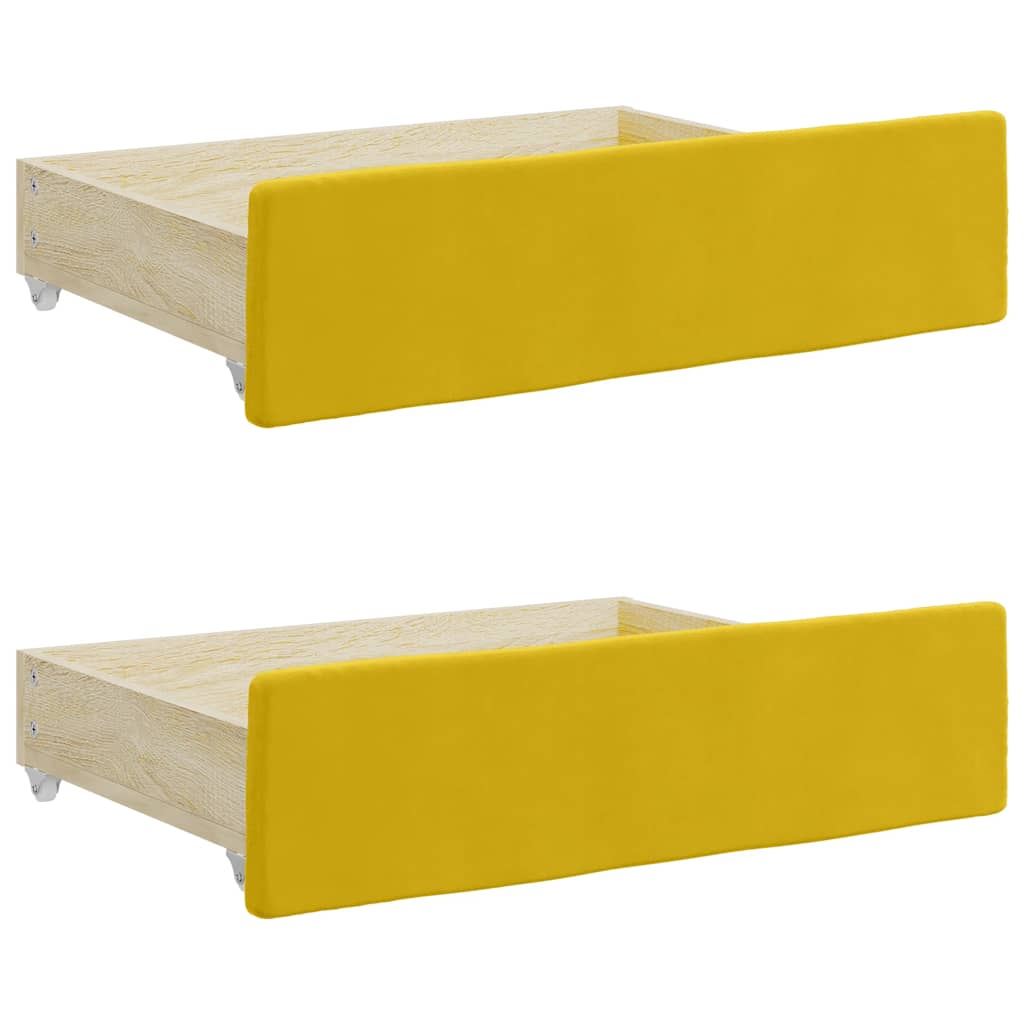 Pull Out Daybed with Drawers Yellow 100x200 cm Velvet
