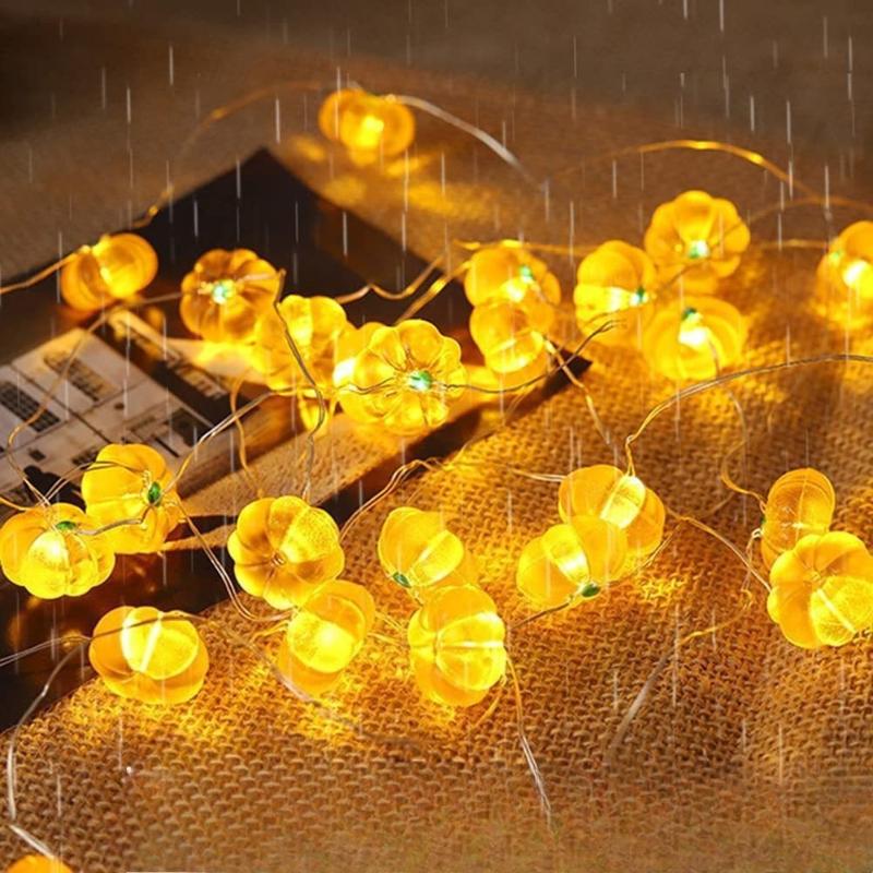 Тыквенные светодиодные гирлянды Портативные 1 м 10 светодиодов Гирлянда Счастливый Хэллоуин Украшение для вечеринки для дома Бара Атмосфера Декор на День благодарения