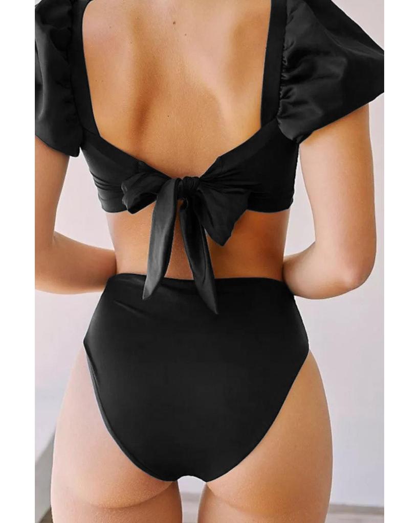 Azura Exchange Bubble Sleeves High Waisted Swimsuit